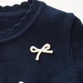 thumbnail image 3 of KyCheLot Kids Girls' Knitted Sweater Bowknot Decoration Crew Neck Long Sleeve Cardigan Trendy Single Button Coats, 3 of 7