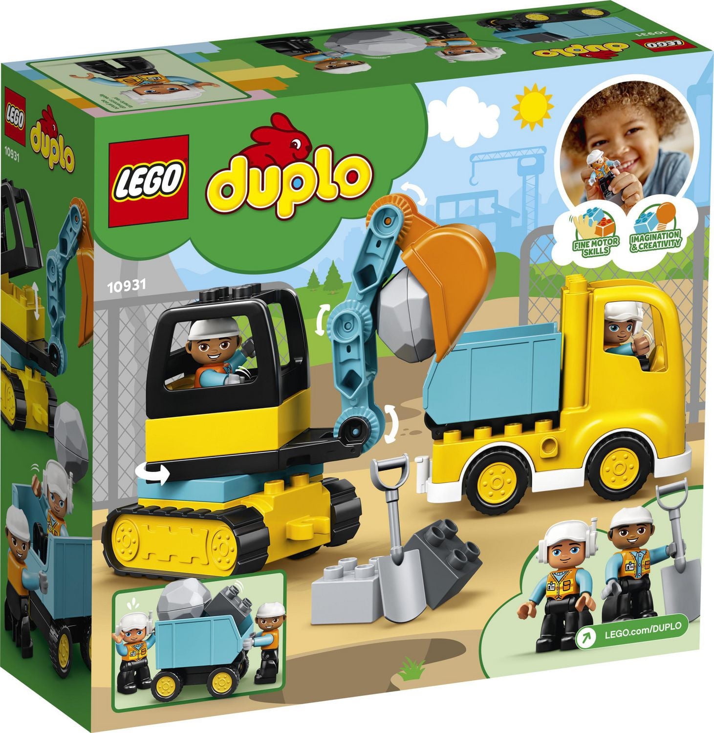 LEGO DUPLO Le camion et l’excavatrice 10931 Jouet de construction (20 pièces) Comprend 20 pièces, 2+ ans