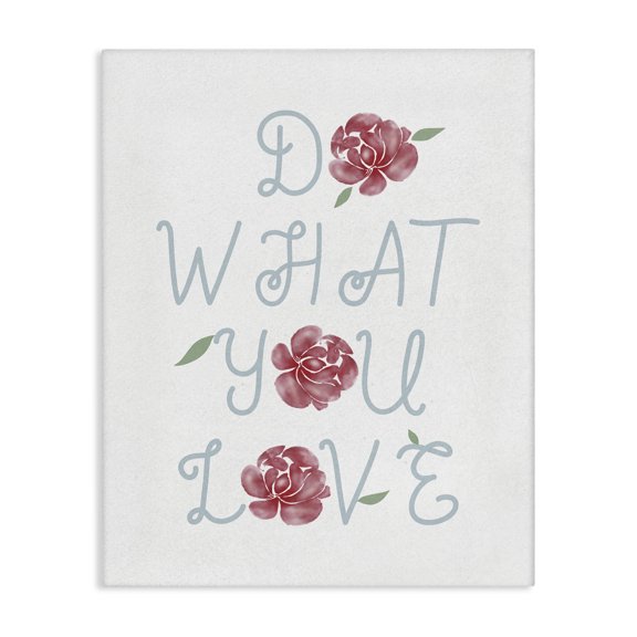 Stupell Industries Farmhouse Do What You Love Expression Red Rose Florals Canvas Art, 16 x 20, by Lil' Rue