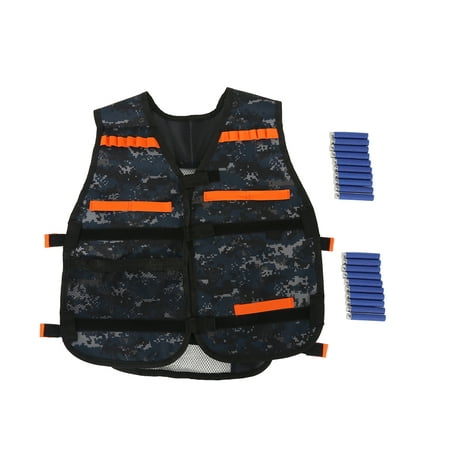 Yosoo 1PCS Camouflage Tactical Vest+20pcs foam bullets,Adjustable Tactic Armor Vest Jacket Waistcoat Ammo Holder Bullets Darts (Black Oxford