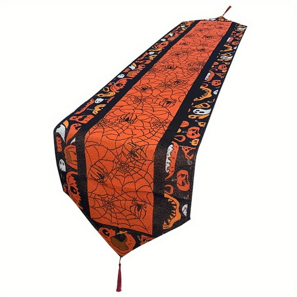 1pc, Spooky Halloween Table Runner - Cotton Polyester Blend, Perfect for Dinner Parties and Home Decor, Gift Idea