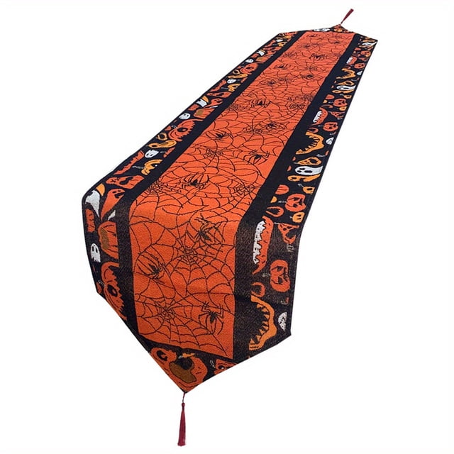 1pc, Spooky Halloween Table Runner - Cotton Polyester Blend, Perfect for Dinner Parties and Home Decor, Gift Idea