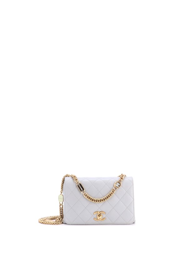 Pre-Owned Logo Enamel Full Flap Bag Quilted Lambskin Mini By Rebag