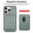 thumbnail image 3 of Dteck Detachable Back Cover for iPhone 16 Pro Max with Card Holder, Magnetic Wallet Pocket Carbon Fiber Texture PU Leather Slim Phone Case, Green, 3 of 12