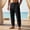 Black, variant on Men's Linen-Look Casual Pants, Elastic Drawstring Waist, Pockets, Button Cuffs, Loose Fit Trousers Beige S