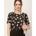thumbnail image 5 of Moomaya Printed T-Shirt Tops For Women, Round Neck Georgette Formal Tops, 5 of 9