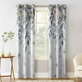 thumbnail image 2 of Blue Grey Christmas Blackout Curtains | Light Blocking Print Window Curtains, Xmas Botanical Eucalyptus Leaves Snowflake Thermal Insulated Window Drapes for Living Room (2 Panels, 104"W x 84"L), 2 of 7