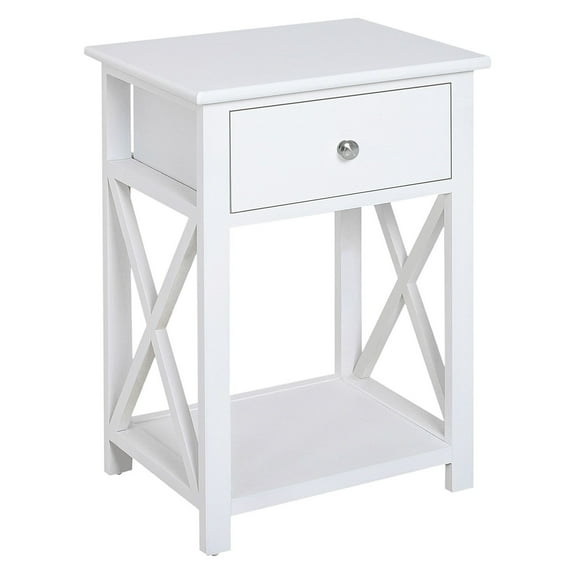 SAZYY Modern Accent Table with Drawer and Shelf, Small Side Table or Nightstand for Bedroom, Living Room