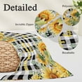 thumbnail image 3 of Summer Sunflower Throw Pillow Cover 20 x 26 Inch Decorative Pillow Cover Vintage Floral Botanical Bee Black Plaid Lumbar Pillowcase Seasonal Rectangle Cushion Case for Couch Sofa Bed Living Room, 3 of 9