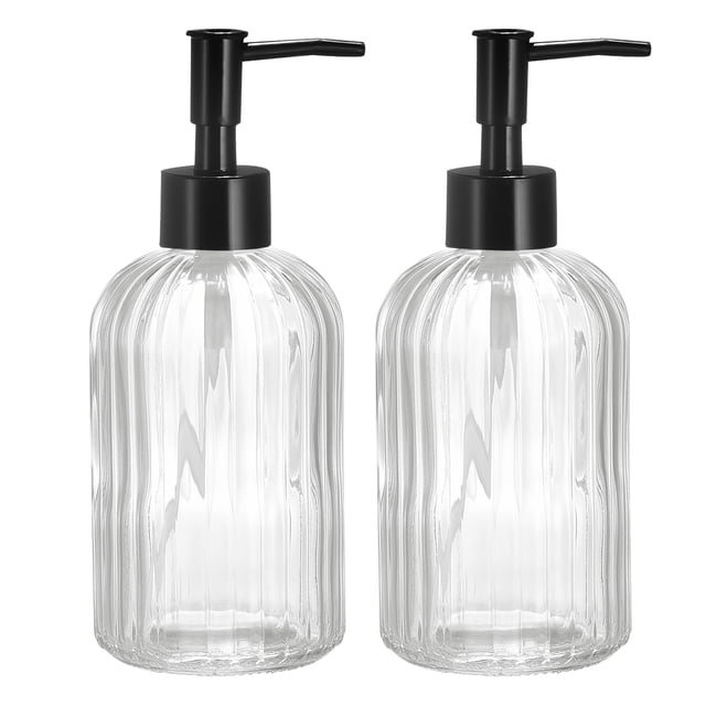Dispensadores de jabón Unique Bargains de vidrio 13.5Oz 2uds transparentes