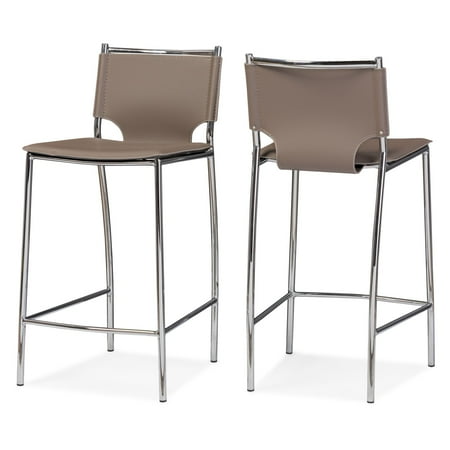 The Counter Studio City Baxton Studio Montclare Modern and Contemporary Taupe Bonded Leather Upholstered Modern Counter Stool, Set of 2 ()