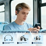 TOPVISION Open Ear Bone Conduction Headphones, Wireless Bluetooth Headset with Built-in Microphones, 8Hr Playtime, Waterproof Sports Headphones for Running Workout Gym