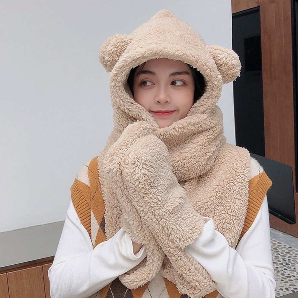 Cache-oreilles Et Gants Panda - Ensemble Thermique En Peluche Pour Enfant, Hiver, Noir Et Blanc