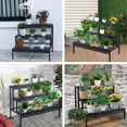 thumbnail image 4 of Garden 4 You 3-Tier Black Metal Rectangular Ladder Plant Stand for Indoor/Outdoor Use, 4 of 7