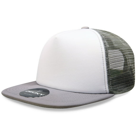 Decky 1080 5 Panel High Profile Structured Foam Trucker Hat-White/Grey