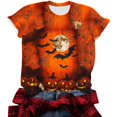 thumbnail image 5 of JOANKDMI Festive Halloween Graphic Tees for Women Bat Spider Web Pumpkin Moon Print Tops Short Sleeve Crewneck Casual Fall Shirts Holiday Party Blouse Tshirts, 5 of 6