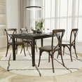 thumbnail image 3 of Emma + Oliver Weather-Resistant Wood Look Stackable Resin Cross Back Chair for Indoor/Outdoor Use in Dark Brown, 3 of 10
