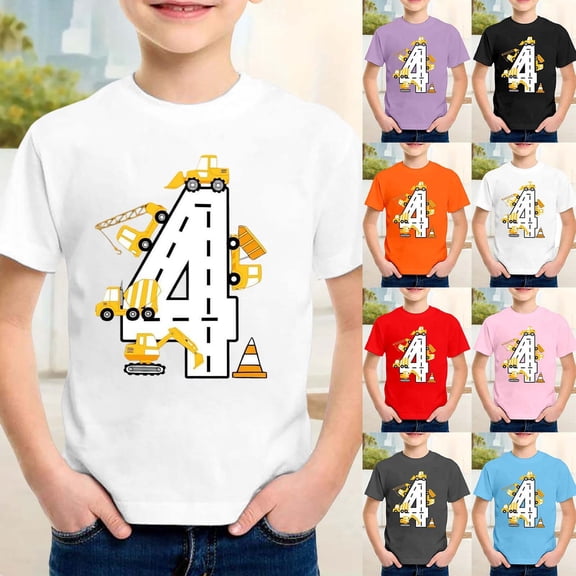 Tshirts for Kids Boys Police Car Graphic Short Sleeve Crewneck Summer Play Top Baby Tees Black 3-4 Years