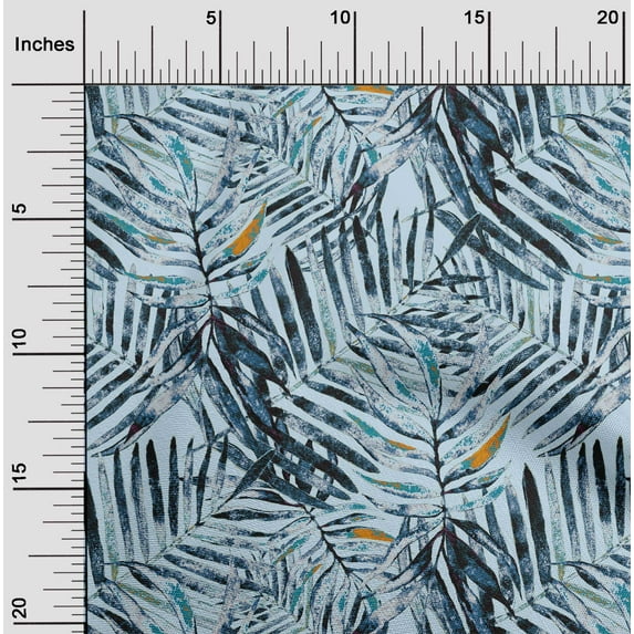 oneOone Cotton Flex Navy Blue Fabric Leaves Dress Material Fabric Print Fabric By The Yard 40 Inch Wide