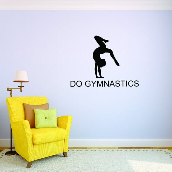 Custom Wall Decal Girl Flipping Tumbling Do Gymnastics Quote Silhouette Vinyl Wall Sticker 16x16"