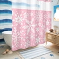 thumbnail image 6 of No Hook Shower Curtain, Pink Christmas Shower Curtains for Bathroom with See Through Top Window, Snowflakes Xmas Winter Retro New Year Waterproof & Washable Bath Curtain 66"x72", 6 of 9