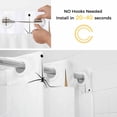 thumbnail image 3 of No Hook Shower Curtain with Snap in Liner, Boho Yellow Purple Star Abstract Waterproof Fabric Bathroom Curtain Mesh Top Window, Mid Century Retro Geometric Shower Curtains 36x72in, 3 of 9