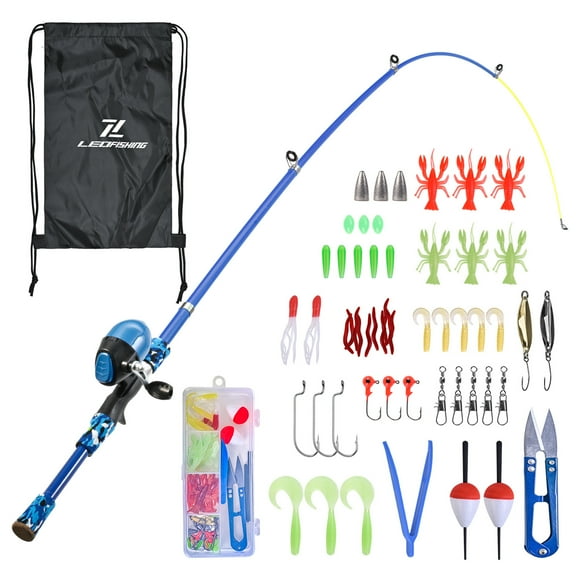 Kids Fishing Rod and Reel Combo Full Kit Telescopic Casting Pole with Spincast Reel for Boys Girls