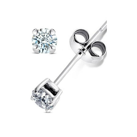 925 Sterling Silver 0.2 tcw Basket Setting 3MM Clear Round CZ Cubic Zirconia Nickel Free Stud