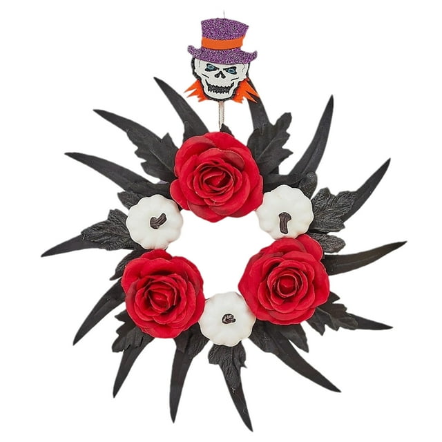 SIfdSeng Get it Fast Black Wreath for Halloween Gothic Hanging Door Wall Floral Arrangement