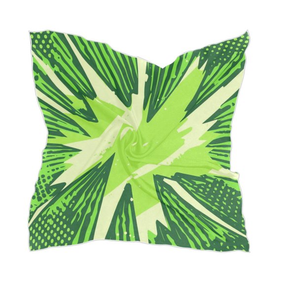 Green Lightning Bolts Pattern Women's Fashion Soft Scarf Square Satin Head Scarf Neck Scarf Head Hair Wraps