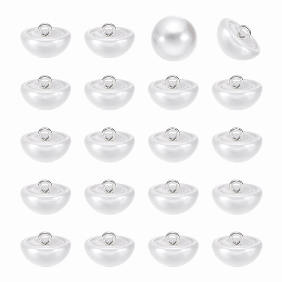 20pcs 16L Round Faux Pearl Buttons 10mm 3/8" Half Ball Dome Metal Shank Sewing Buttons Replacement DIY Small Button for Clothing Bridal Wedding Dress DIY Crafts, Bright White
