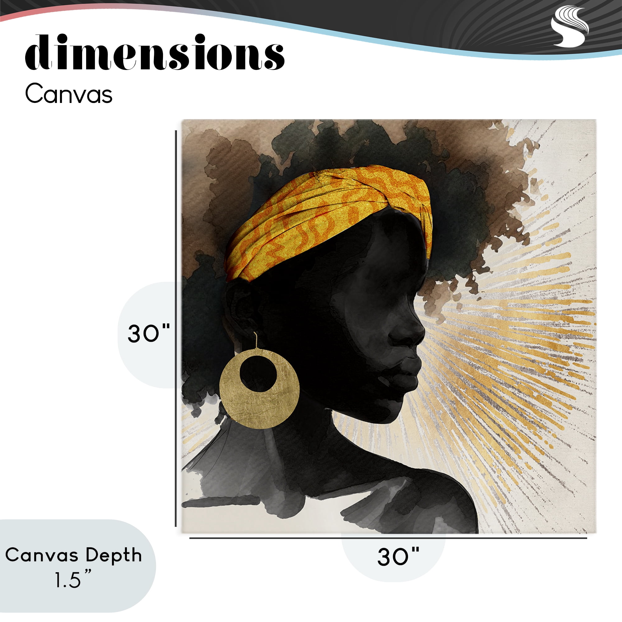 Stupell Industries Sunburst Silhouette with Headwrap Canvas Wall Art, design by CAD Designs