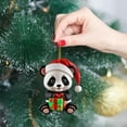 thumbnail image 4 of Panda with Santa Hat Christmas Ornaments 2D Acrylic Cute Cartoon Xmas Tree Hanging Decorations for Holiday Party New Year Supplies Home Decor and Panda Lover Gifts, 1PC, 4 of 5
