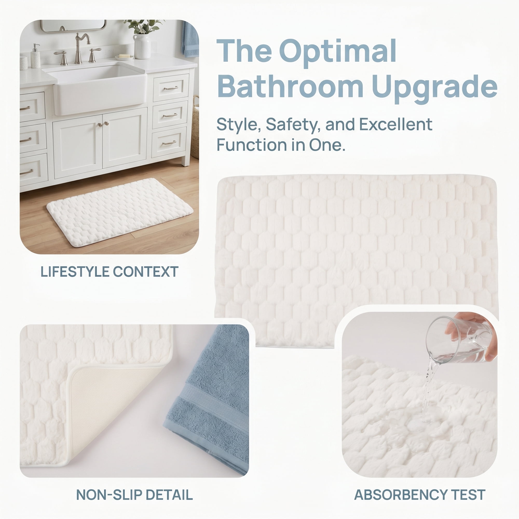 Unique Bargains Luxury Ultra Soft Absorbent Microfiber Bath Mat Non Slip Beige 32" x 20"