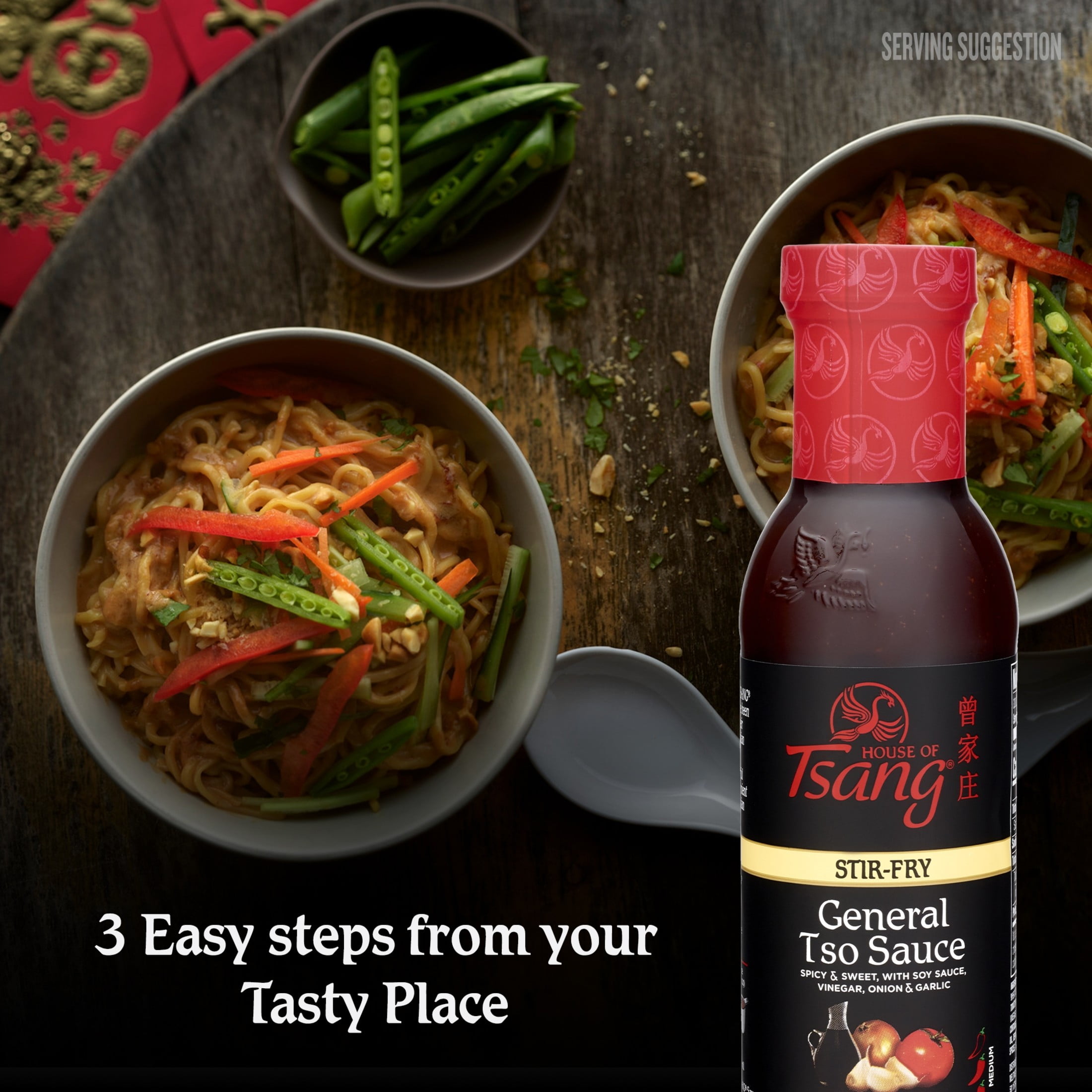 (2 pack) HOUSE OF TSANG General Tso Stir-Fry Liquid Sauce, Shelf-Stable, 12.6 oz Glass Bottle