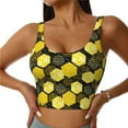 thumbnail image 3 of Goofa Geometric Pattern with Bee Printed Sports Bras for Women, High Impact Running Bra Workout Crop Tank Tops Longline Sports Bra Push up-XX-Large, 3 of 9