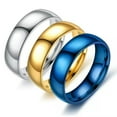 thumbnail image 2 of 6mm Silver/Blue/Rose Gold/Rainbow Titanium Steel Band Men Women's Ring Size 6-12, 2 of 9