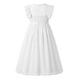 thumbnail image 5 of xfsWaSs Flower Girl Dress Elegant Lace Party Dress Ruffle Sleeve Formal Wedding Pageant Party Tulle Long Dresses Flowy Pageant Gown Performances 10-11 Years, 5 of 6
