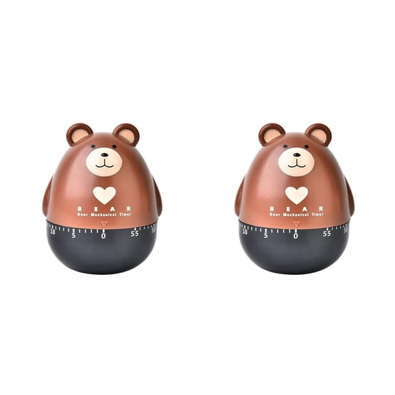 2X Kitchen Egg Countdown Mechanical Animal Family 55 Minutes,for Cooking,Sports,Learning,Brown