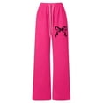 thumbnail image 4 of GBSYEWXS Teen Girls Sweatpant Bow Print Ankle Straight-Leg Drawstring Waist Casual Hot Pink Trousers Size 12-13 Years, 4 of 5