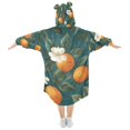 thumbnail image 2 of FORMRS Wearable Blanket Hoodie with Sleeves for Kids Cozy Flannel Sweatshirt, Retro Floral Orange, 2 of 7