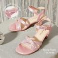 thumbnail image 3 of BURUDANI Girls’ Low Heel Dress Sandals Open Toe Flower Shoes for Wedding, Party, Little Kid/Big Kid, 3 of 6