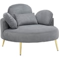 thumbnail image 5 of 43" W Large Accent Chairs with Storage Ottoman, Modern Upholstered Living Room Armchair with 3 Pillows, Comfy Lounge Barrel Chair for Bedroom/Living Room, Corduroy (Gray), 5 of 7
