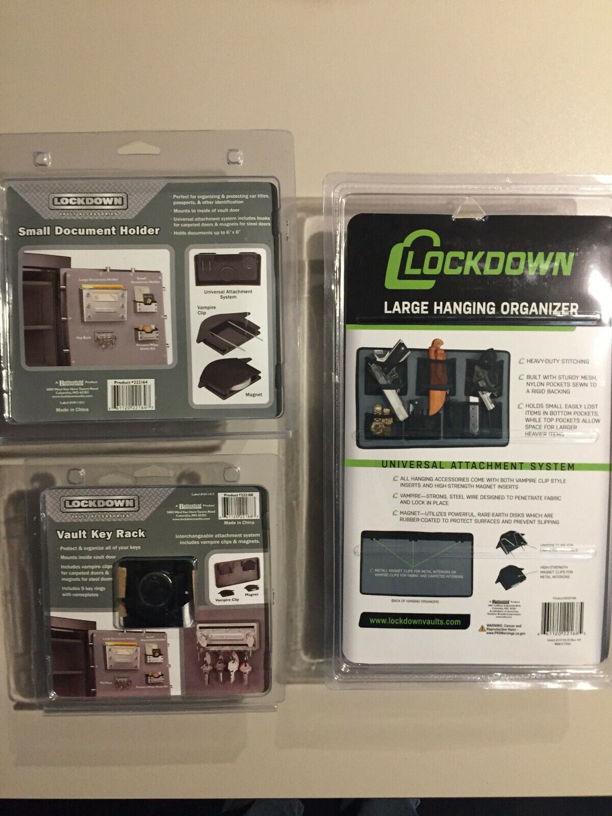 3 Piece Gun Safe or Home Safe Hanging Organizer Set