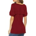 thumbnail image 4 of Moda mujer Casual cuello redondo jerseys manga corta volantes blusa camiseta Tops Pompotops  hfajkhk126461, 4 of 8