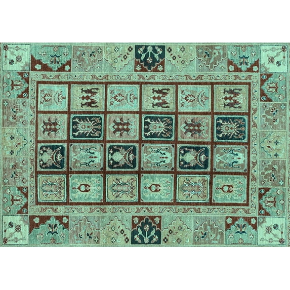 Ahgly Company Indoor Rectangle Abstract Light Blue Modern Area Rugs, 8' x 10'