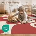 thumbnail image 4 of ODIKA 8'x10' Beige Red Abstract Mid-Century Design Washable Area Rug Organic Shapes with Modern Aesthetic Appeal Non-Slip Chair-Friendly Mat for Dining Room, Large Office, Lounge, 4 of 7