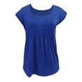 thumbnail image 3 of Plain T Shirts for Women 2025 Cap Sleeve Scoop Neck Pleated Front Loose Casual Tee Shirt Womens T Shirts, 3 of 5