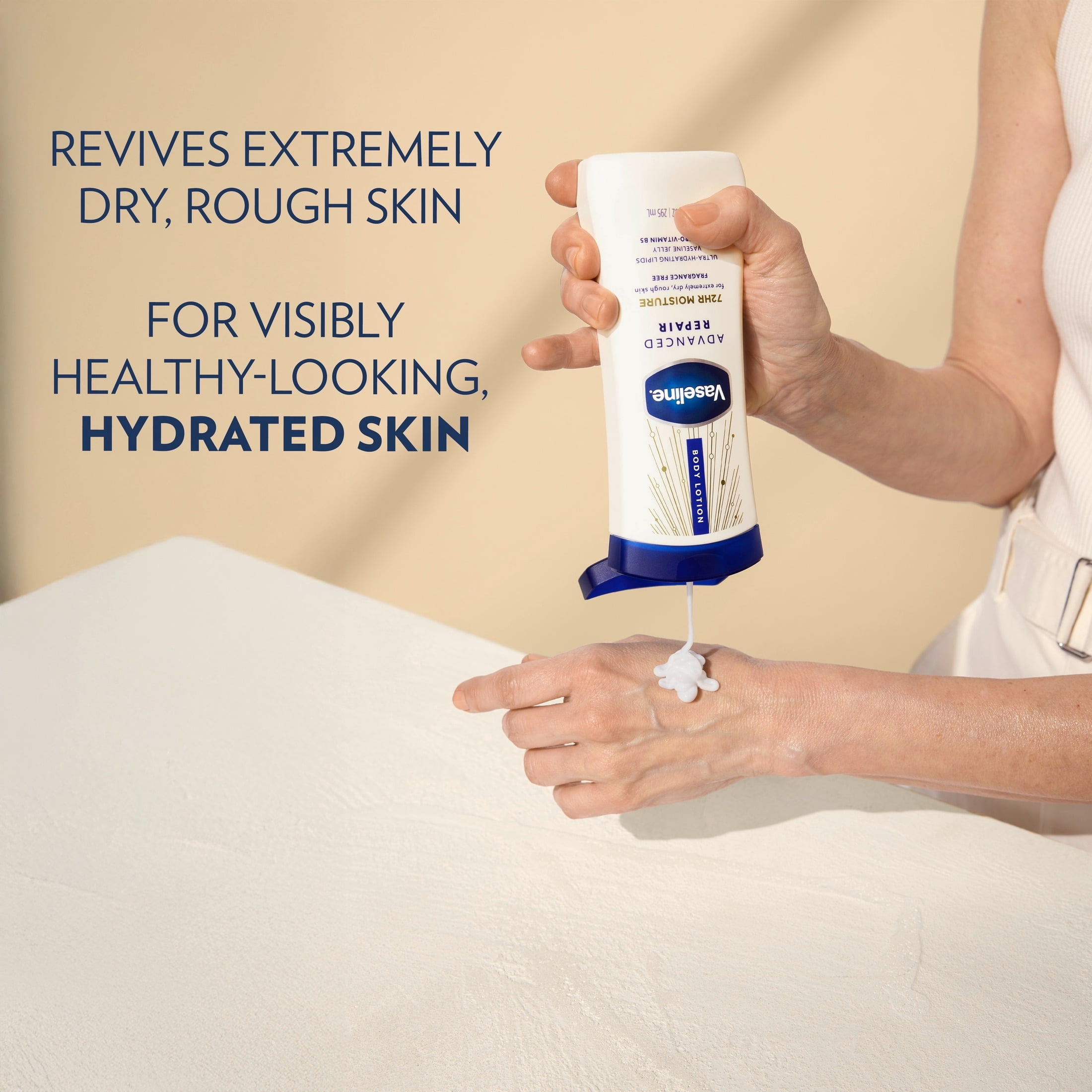 Vaseline Intensive Care Body Lotion for Dry Skin Advanced Repair Unscented Lotion Made with Ultra-Hydrating Lipids + Vaseline Jelly to Repair Extremely Dry Skin, 10 fl oz