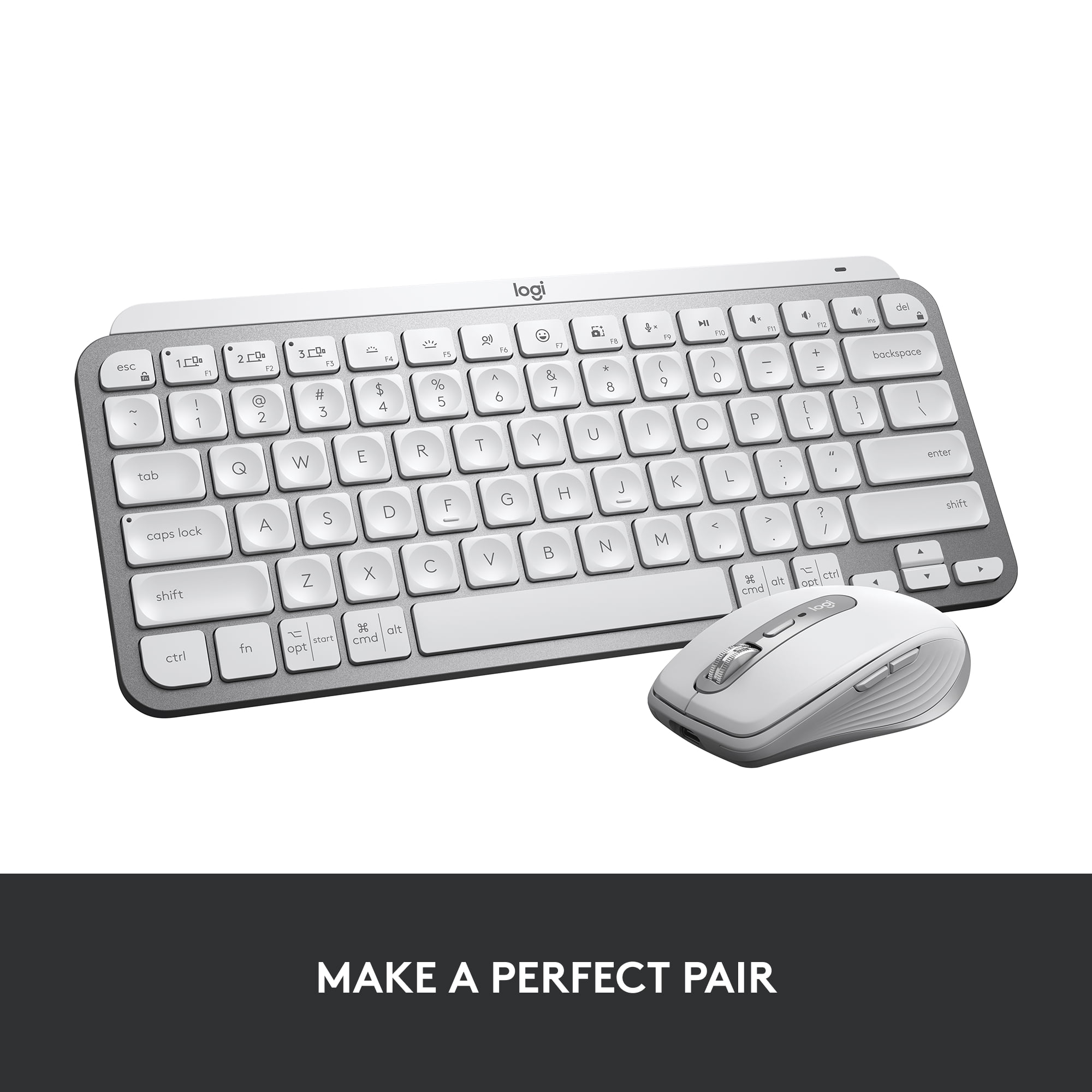 Logitech MX Keys Mini Wireless Computer Keyboard, Backlit, Bluetooth, Pale  Gray